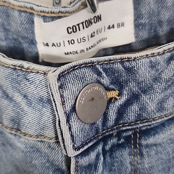Cotton On blue Stretch Mom Ripped cuffed bottom jeans size 10 NWT - Picture 3 of 12